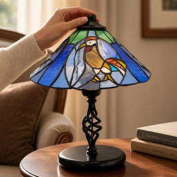 Tafellamp - Model Le Coq in Tiffany-stijl 1950 –