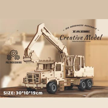 C.M. Kiepwagen met Graafarm 177-delig Houten DIY Modelbouw, Verzenden, Nieuw