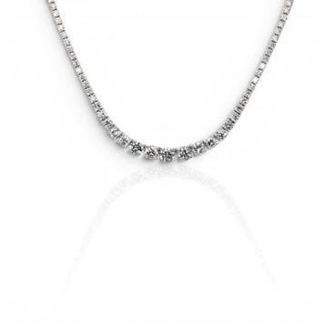 Halsketting - 18 karaat Witgoud - 7.02ct. tw. Diamant, Sieraden, Tassen en Uiterlijk, Kettingen, Nieuw