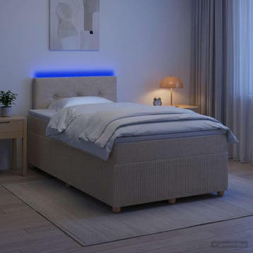 vidaXL Boxspringbed met matras Crèmekleurig 120 x 190 cm, Verzenden, Nieuw, Twijfelaar, Crème