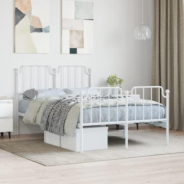 vidaXL Bedframe met hoofd- en voeteneinde metaal wit 120x200, Huis en Inrichting, Slaapkamer | Bedden, Verzenden, Wit, Nieuw, Twijfelaar