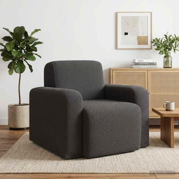 vidaXL Fauteuil Donkergrijs Bouclé, Huis en Inrichting, Fauteuils, Verzenden, Nieuw