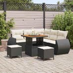 vidaXL Tuinbankenset 8 pcs Zwart poly rattan, Verzenden, Nieuw, Rotan, 8 zitplaatsen