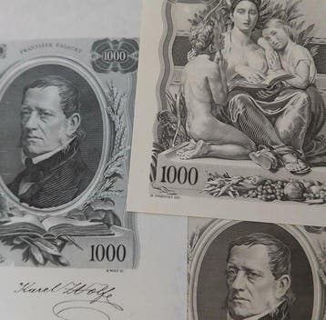 Tsjecho-Slowakije. - 3 Black and white face and back proofs
