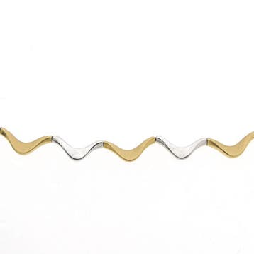 Bicolor gouden fantasie schakelcollier (Ketting), Ophalen of Verzenden, Gebruikt, Overige kleuren, Goud