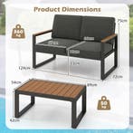 LIVSK Aluminium Terrasmeubelset - Loveseat met Verstelbare R, Verzenden, Nieuw