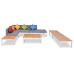 vidaXL 5-delige Loungeset met kussens aluminium en HKC, 5 zitplaatsen, Verzenden, Loungeset, Nieuw