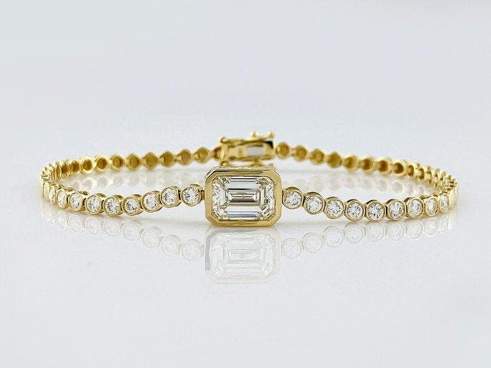 Armband - 14 karaat Geel goud - 3.07ct. tw. Diamant, Sieraden, Tassen en Uiterlijk, Armbanden