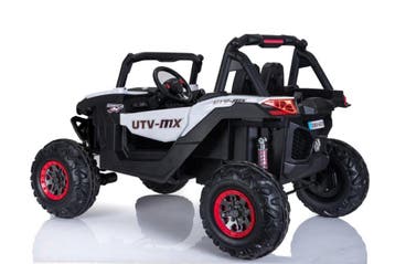 Kinderauto, BEACH BUGGY wit, Mp4 TV scherm, leder, eva, 4WD,, Ophalen of Verzenden, Nieuw