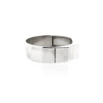 Zilveren brede artistieke slavenarmband; Maat M/L, Sieraden, Tassen en Uiterlijk, Armbanden, Ophalen of Verzenden, Gebruikt, Zilver