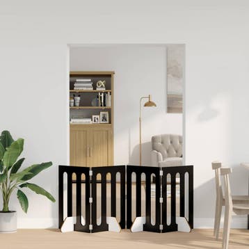 vidaXL Opvouwbaar huisdierhek 4 st Zwart eiken 201 x 38 x 70, Verzenden, Nieuw