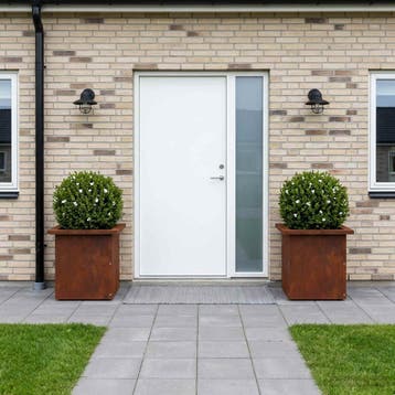 vidaXL Plantenbak met led 2 st Roestkleurig 30 x 30 x 30 cm, Tuin en Terras, Verzenden, Minder dan 60 cm, Nieuw, Metaal