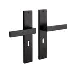 Deurklink Lusso geveerd schild sleutelgat 55mm mat zwart..., Ophalen of Verzenden, Nieuw, IJzer, Klink of Kruk