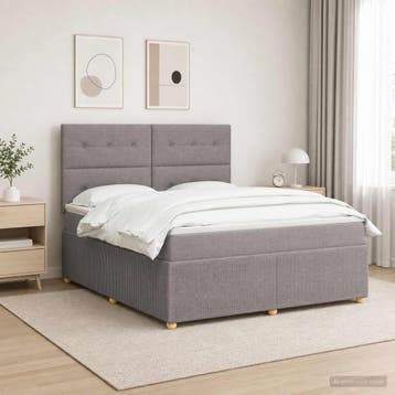 vidaXL Boxspringbed met matras met hoofdeinde Taupe 180 x, Huis en Inrichting, Verzenden, Nieuw, Tweepersoons