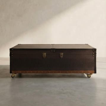 *WOONWINKEL* Kare Design Colonial Kist Salontafel Bruin Leer, Huis en Inrichting, Tafels | Salontafels, Verzenden, Nieuw