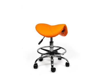 Zadelkruk Oranje - Lage uitvoering met Voetsteun, Huis en Inrichting, Krukjes, In hoogte verstelbaar, Nieuw, Kunststof