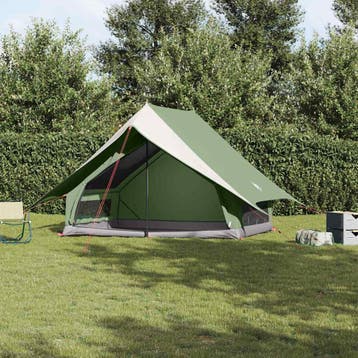 vidaXL Gezinstent met dak Groen en Wit 256 x 256 x 185 cm, Verzenden, Nieuw, Tot en met 2