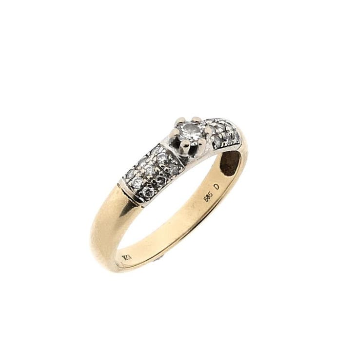 Gouden (trouw)ring met diamanten; 0,29 ct., Sieraden, Tassen en Uiterlijk, Ringen, Dame, Met edelsteen, Overige kleuren, 18 tot 19