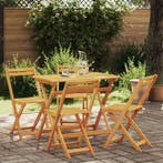 vidaXL Bistroset 5 pcs Olie naturel Massief Acaciahout, Tuin en Terras, Tuinsets en Loungesets, Verzenden, Nieuw