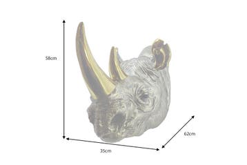 Wanddecoratie RHINO 60cm handgemaakt goud - 48020, Ophalen of Verzenden, Nieuw