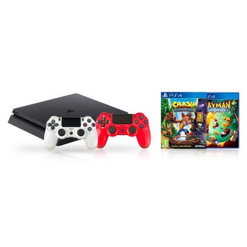 Sony Playstation 4 Slim 500GB Console + 2 Controllers + Cras, Verzenden, Zo goed als nieuw