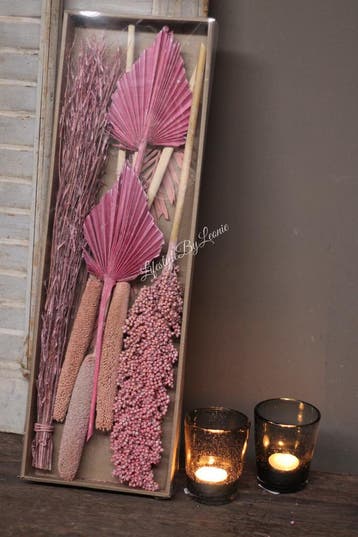 DIY droogboeket in box Pink 57 cm, Ophalen of Verzenden, Nieuw