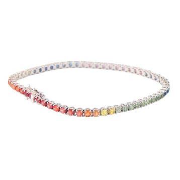 Tennis armband - 18 karaat Witgoud Saffier, Sieraden, Tassen en Uiterlijk