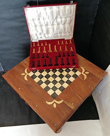 Schaaktafel - Hout eiken, sandelhout, parelmoer - Indische