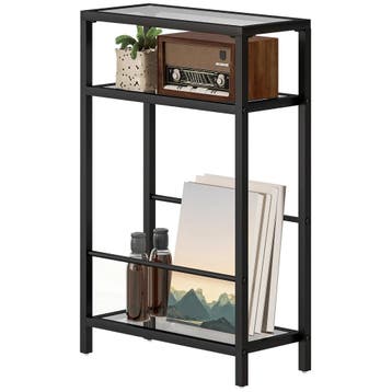 TRUUSK Kleine Bijzettafel met Gehard Glas - 3 Niveaus - Stal, Verzenden, Nieuw