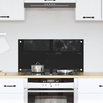 vidaXL Keukenachterwand Zwart 80 x 40 cm gehard glas, Verzenden, Nieuw