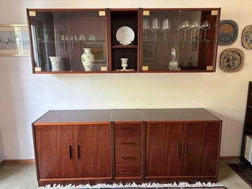 Hülsta - Dressoir - Model 16, maat 234 - Mahonie, Glas, Hout