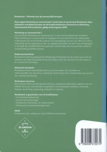 Rendement basisboek marketing amp communicatie 9789006372274, Verzenden, Zo goed als nieuw