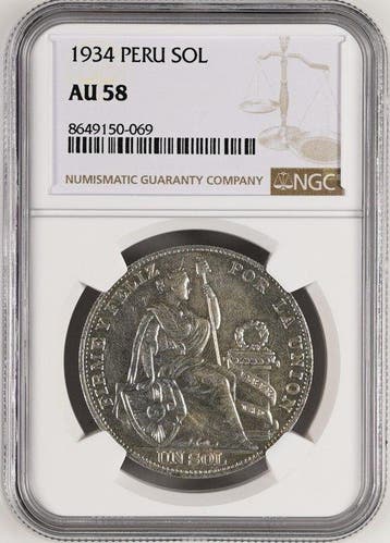 Peru. Sol 1934 - NGC AU58 (Zonder minimumprijs)