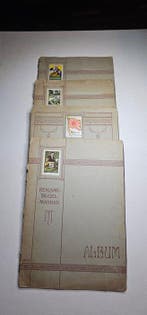 Wereld 1895/1940 - 4 old albums with Reklame-Siegelmarken,, Gestempeld