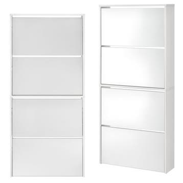Schoenenkast met spiegels 4 vouwdeuren 134x63x17 cm wit, Verzenden, Nieuw