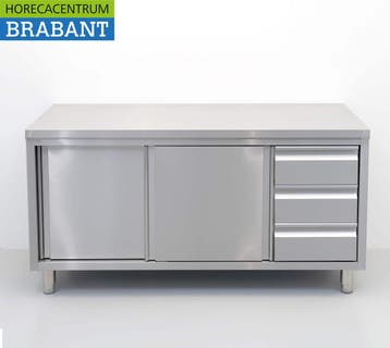 HCB RVS Werkkast Kast Werktafel Premium-line 2 schuifdeuren, Ophalen of Verzenden, Nieuw in verpakking