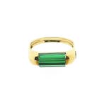 Gouden ring met groene toermalijn, Sieraden, Tassen en Uiterlijk, Ringen, Gebruikt, Overige kleuren, Ophalen of Verzenden, 17 tot 18