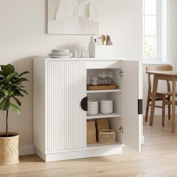 vidaXL Dressoir VENRAY Wit 66 x 33 x 77,5 cm Bewerkt hout, Verzenden, Nieuw, 50 tot 100 cm, 25 tot 50 cm