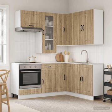 vidaXL Keukenblok KALMAR 8 st Sonoma Eiken Bewerkt hout, Huis en Inrichting, Verzenden, Nieuw, Bruin