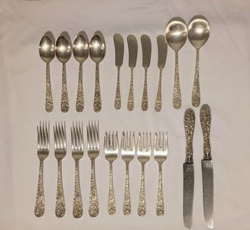 Eetservies (20) - Stieff Maryland Rose - .925 sterlingzilver