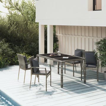 vidaXL 5-delige Tuinset met kussens poly rattan grijs, Verzenden, Nieuw, 4 zitplaatsen, Tuinset