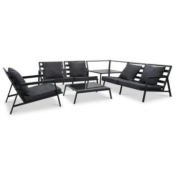 vidaXL 5-delige Loungeset met kussens aluminium donkergrijs, Tuin en Terras, 5 zitplaatsen, Verzenden, Loungeset, Nieuw