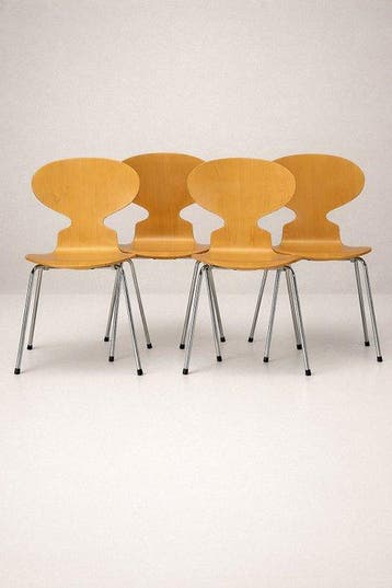 Fritz Hansen - Arne Jacobsen - Stoel (4) - 3101 - Hout - 4, Antiek en Kunst