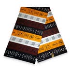 Afrikaanse Donkerbruin / Geel Bogolan Symbols / Mud cloth pr, Hobby en Vrije tijd, Stoffen en Lappen, Ophalen of Verzenden, Nieuw