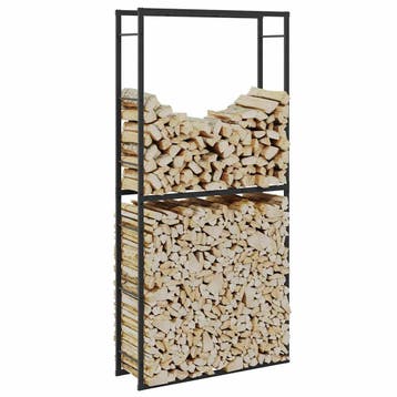 vidaXL Haardhoutrek 100x30x209 cm staal zwart, Verzenden, Nieuw