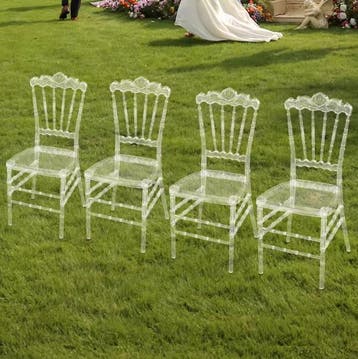 Set van 4 Transparante Eetkamerstoelen – Acryl Stapelbaar, Verzenden, Nieuw