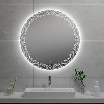 Wiesbaden Deco Badkamerspiegel met LED - Dimbaar - Rond -, Huis en Inrichting, Woonaccessoires | Spiegels, Ophalen of Verzenden