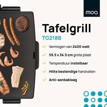 2dekans | MOA Elektrische Grillplaat - Teppanyaki Bakplaat -, Ophalen of Verzenden, Gebruikt