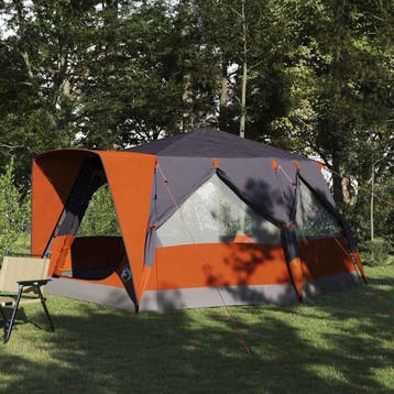 vidaXL Cabine Tent 7-Persoons 7-persoons Grijs en Oranje, Verzenden, Nieuw, Tot en met 2
