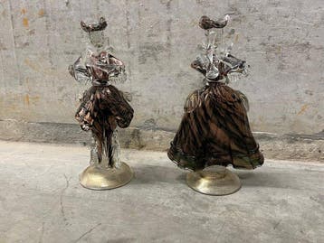 Murano - Beeldje, Goldoni-koppel - 21 cm - Glas, Antiek en Kunst
